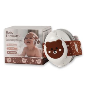 Baby Gehörschutz – Ein leichter und bequemer Kapselgehörschutz für Babys und Kleinkinder in Braun, der perfekten Lärmschutz für Konzerte, Reisen und Feuerwerke bietet.