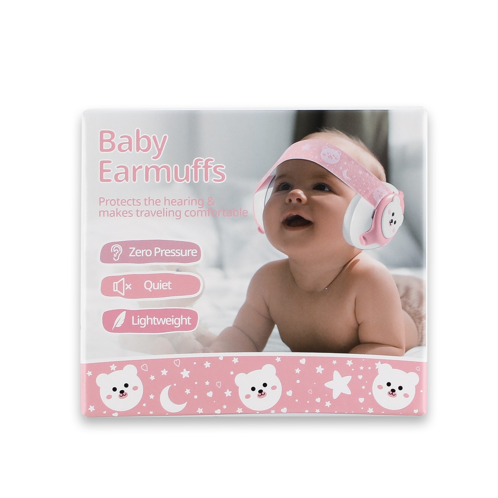 Baby Gehörschutz Rosa mit Bären-Design für Kleinkinder