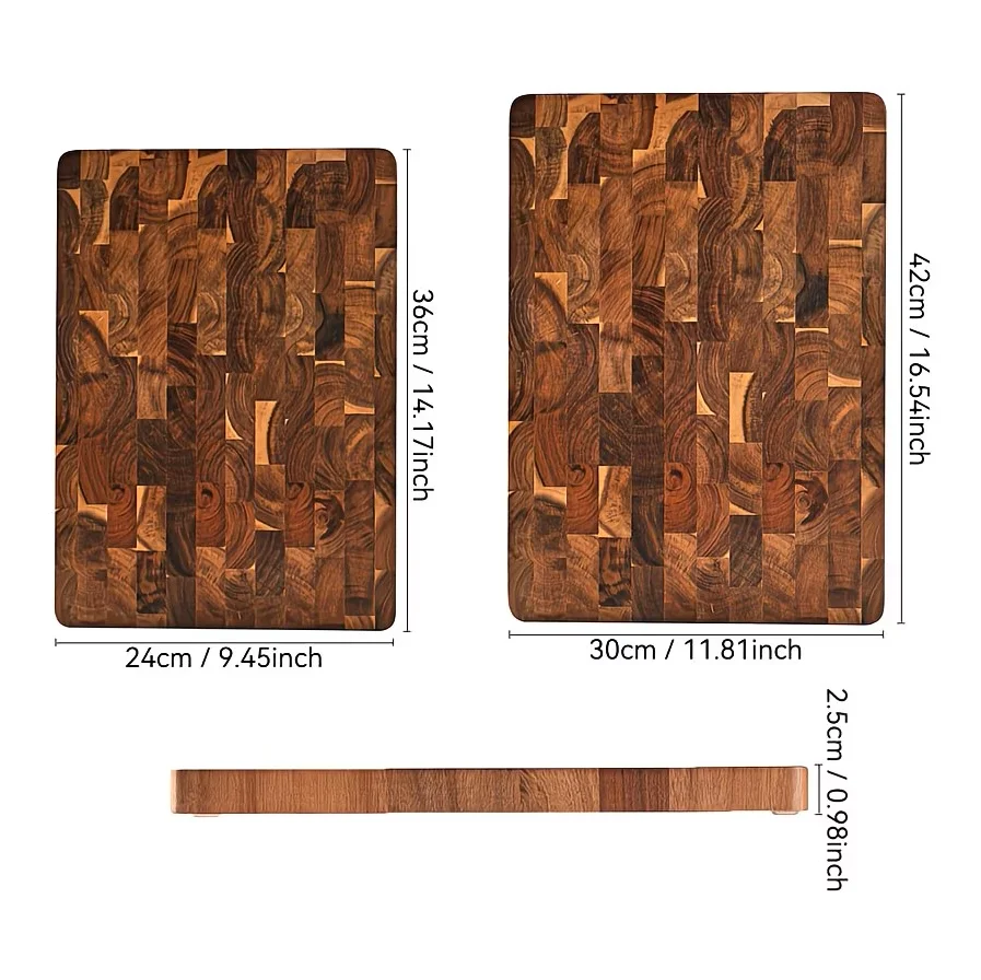 Dofiki® Schneidebrett Set 4-teilig aus Massivholz – Holz Schneidebretter mit Griffen, Wendbar, Messerfreundlich, Servierbrett für Fleisch, Gemüse, Brot & Käse – Bild 2