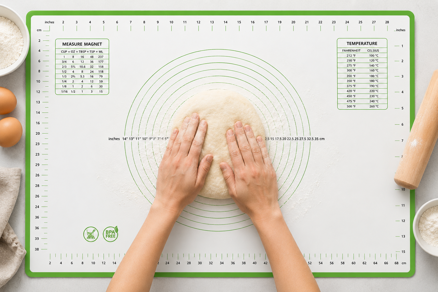 Silikon Backmatte 70x50 cm von Metranos® – wiederverwendbare Antihaft Backunterlage aus Silikon mit Glasfasergewebe. Ideal für Brot, Pizza, Kuchen und Teig. – Bild 2