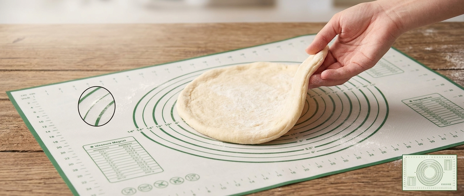 Silikon Backmatte 70x50 cm von Metranos® – wiederverwendbare Antihaft Backunterlage aus Silikon mit Glasfasergewebe. Ideal für Brot, Pizza, Kuchen und Teig. – Bild 3