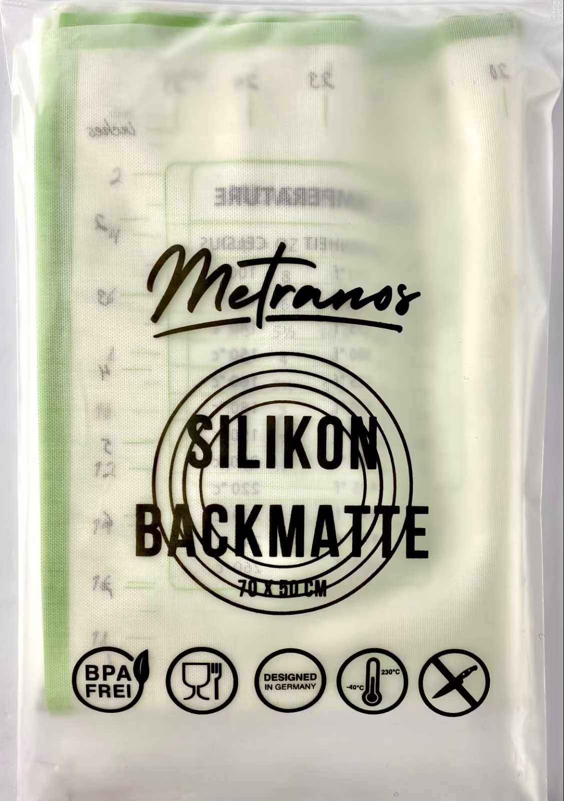 Silikon Backmatte 70x50 cm von Metranos® – wiederverwendbare Antihaft Backunterlage aus Silikon mit Glasfasergewebe. Ideal für Brot, Pizza, Kuchen und Teig. – Bild 6